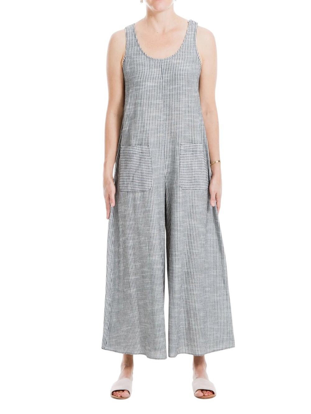 Max Studio Striped Wide Leg Jumpsuit Size Small Sleeveless